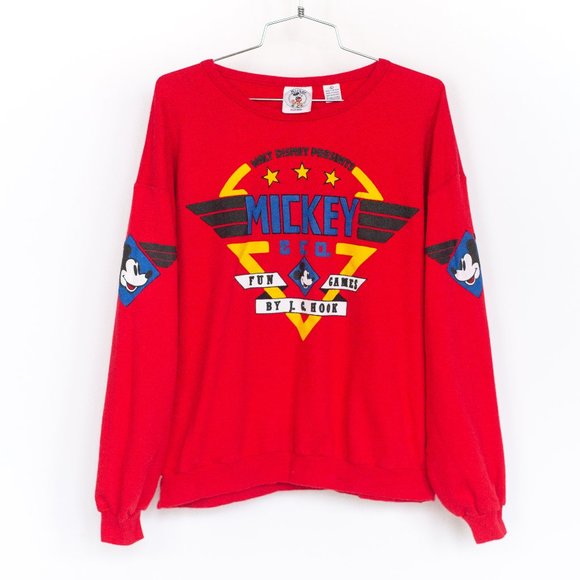 VTG 90's Red Mickey Mouse Sweatshirt - L - Picture 1 of 8